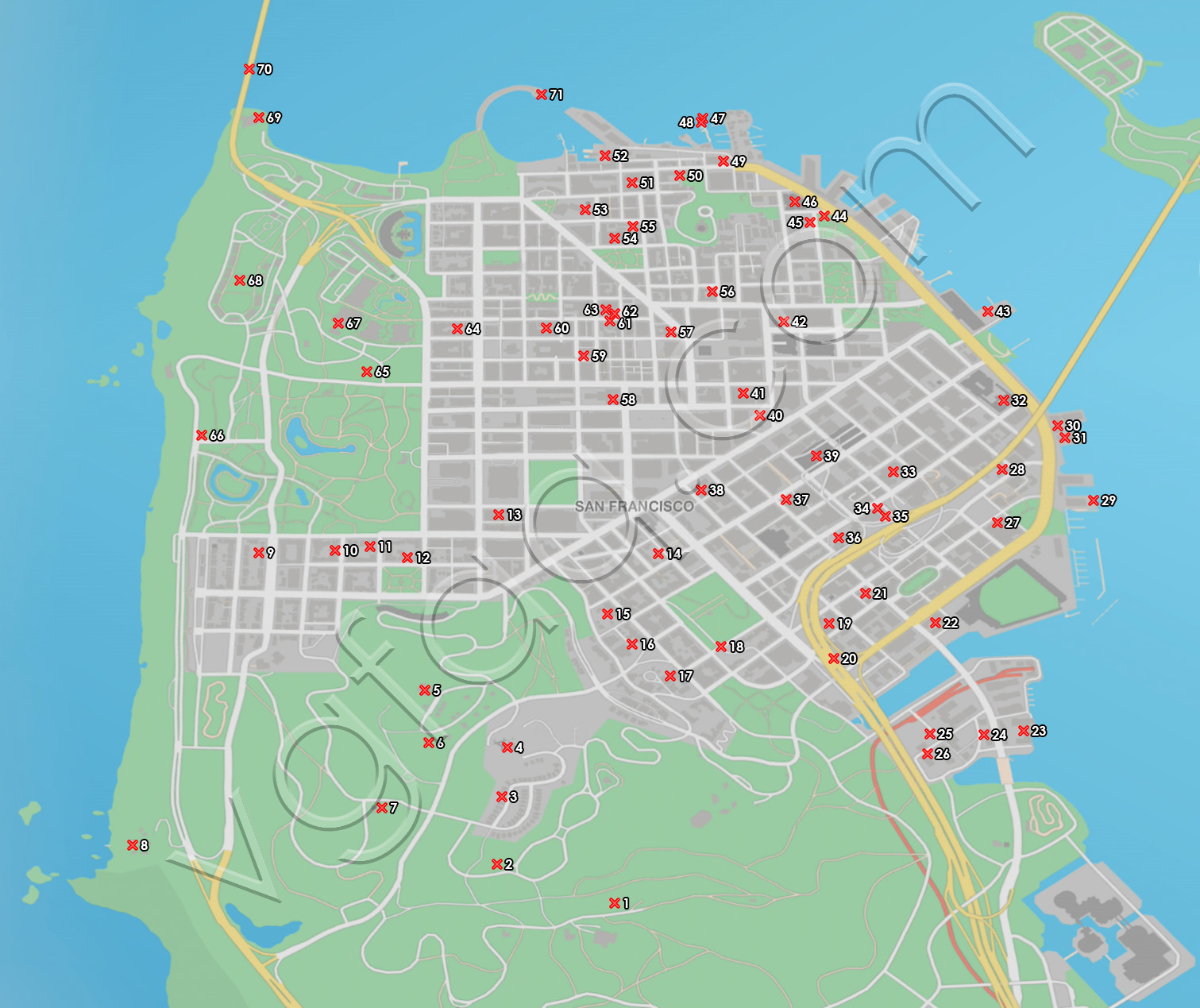Watch Dogs 2 San Francisco Money Bags Locations Map